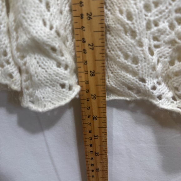Midtown Cardigan Sweater Womens Size Large Cream Crochet Knit Full Button Mohair - Picture 4 of 6